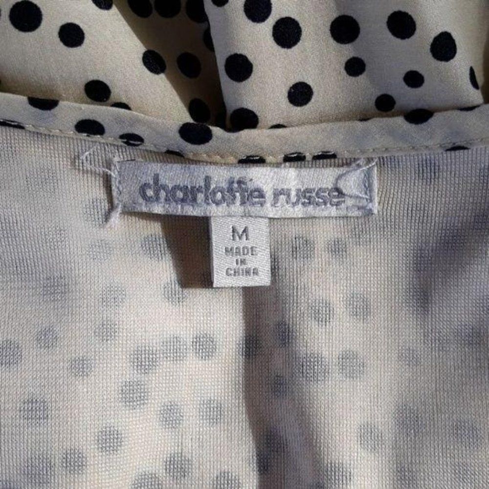 Charlotte Russe Dress Womens M Rockabilly Pinup Polka Dot Sleeveless Mini Cream - Picture 3 of 8